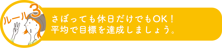 さぼっても休日だけでもOK！平均で目標を達成しましょう。